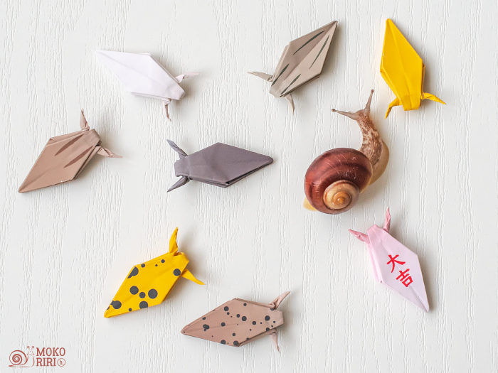 Snails Origami Slugs 折り紙のナメクジ達 Snail 蝸牛 カタツムリ かたつむり Slug 蛞蝓 なめくじ 折り紙 Origami