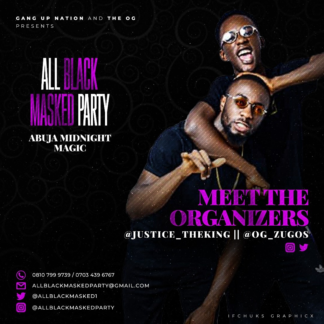 cryptohustleer's tweet photo. Meet the future @justice_theking et @og_zugos Organizers of @allblackmaskedparty 
#abujamidnightmagic #theblackwave #abmp20 https://t.co/VcGR5e9gSu