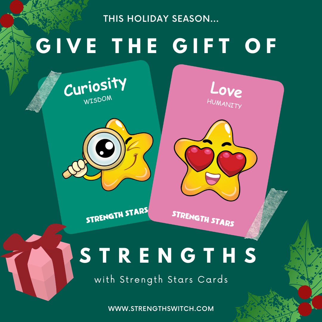 ProfLeaWaters's tweet photo. Empower your kids this holiday season by teaching them about their strengths! The #StrengthStars Cards provide a learning tool for young children to discover and develop their character strengths... and they make a great gift for kids! https://t.co/XciOQO1Gpd https://t.co/U7V0VFCod2