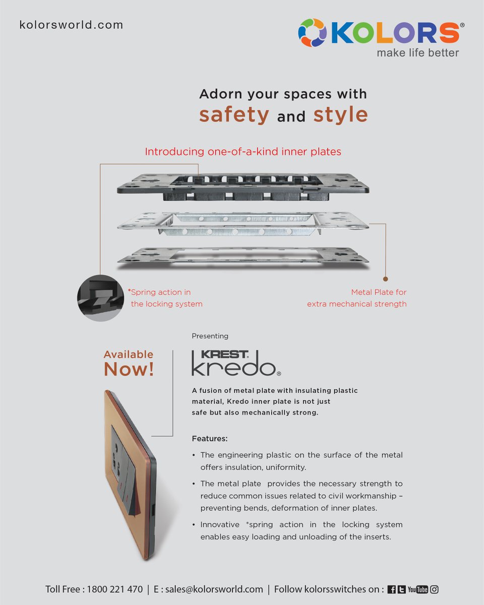 KolorsIndia_tw's tweet photo. Adorn your spaces with safety and style.
#MakeInIndia #switches #sockets #kolorsswitches #electricalaccessories #makelifebetter #ElectricSwitches #Kolorsworld #Indiadesignmark #CoverPlate #Metal #Plate https://t.co/v2W7xZfEvt