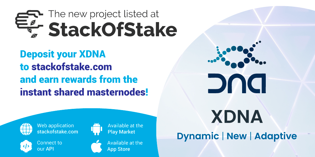 stackofstake's tweet photo. One of the most innovative #blockchain projects of 2018 joined #StackOfStakeClub - meet @XDNA_Official 🎉
$XDNA is now available as an instant shared masternode at https://t.co/pTaN10zDVx!
Web, mobile apps, public API and more ✨ https://t.co/C6sFSIaOYM