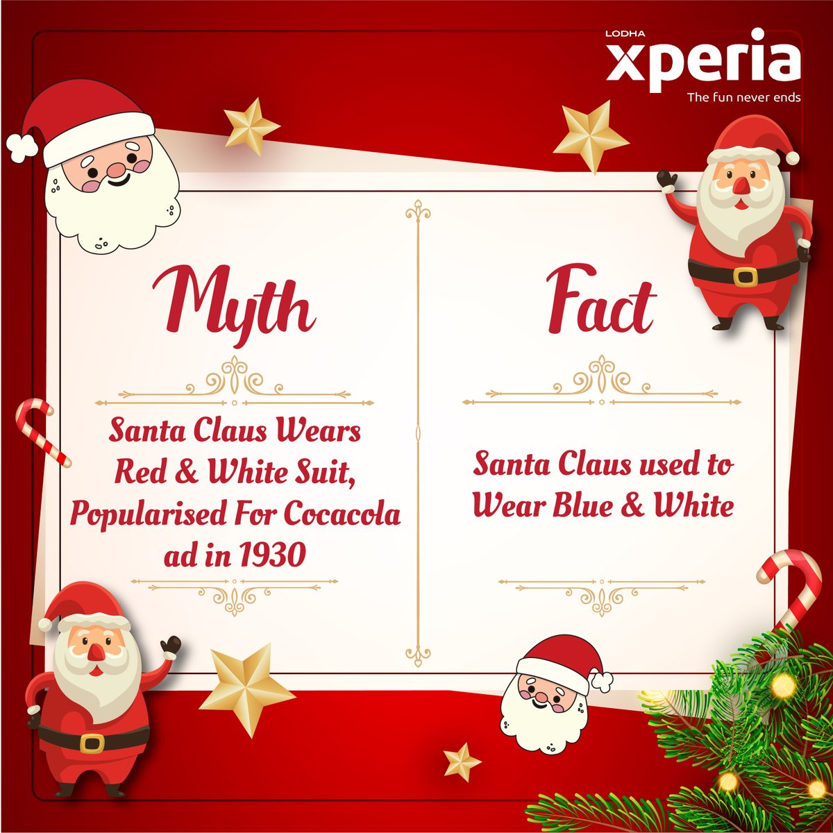 xperiamall's tweet photo. How old were you when you knew this Fact? Comment your age below. 
#XperiaMall #Palavacity #palava #Dombivli #lodhapalava 
#shoppingmall #mythfact #christmasmyth #christmasfact #factforlife #Redandwhite #blueandwhite #santaclaus #santa #christmas #merrychristmas https://t.co/3K8OsVKAE2