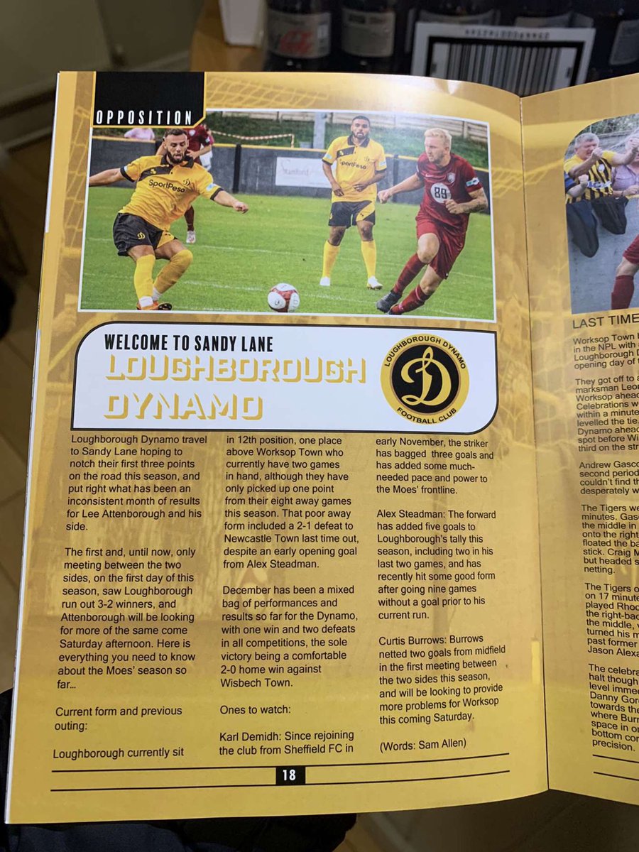 Sam_Allen567's tweet image. Unfortunately I couldn’t make it to .@lborodynamofc game against .@worksoptownfc today for obvious reasons! However, my preview piece does feature in the Worksop Town programme, put together by the legend @devoncashmedia ⚽️🔶⚫️

#LDFC #BetVictorNPL