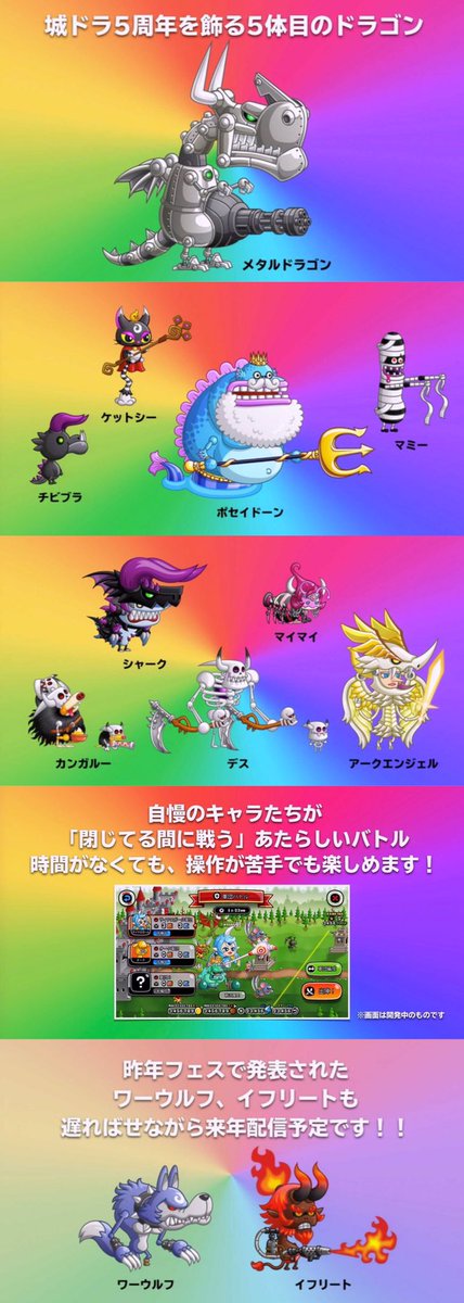 兎 パクパク 城ドラフェス新情報 5周年キャラ メタルドラゴン 新キャラ チビブラ ケットシー ポセイドン マミー 新しいd1キャラ5体 閉じてても戦うシステム 昨年発表された ワーウルフ イフリート 来年追加 T Co