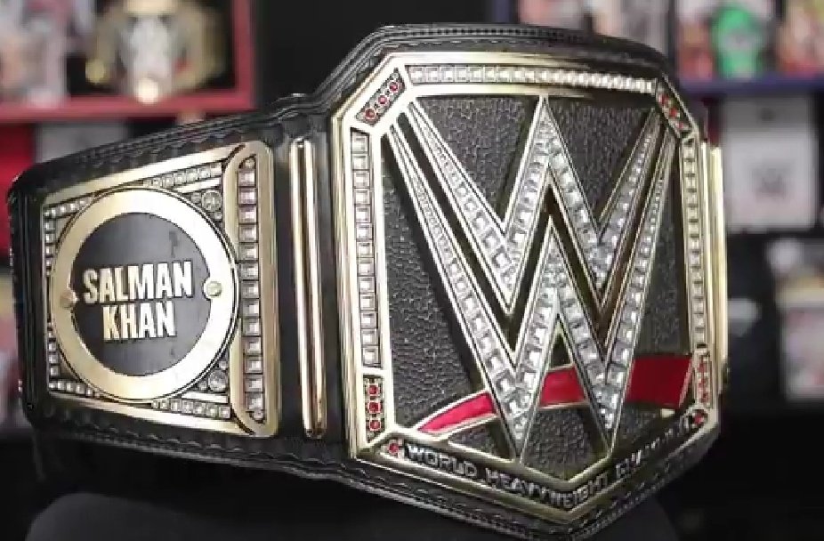 kunald_original's tweet photo. Sultan and Dabangg of Bollywood @BeingSalmanKhan is presented with custom made #WWEChampionship belt ! #RealMegastar for a reason #Dabangg3InCinemas https://t.co/rbdyK87aiU