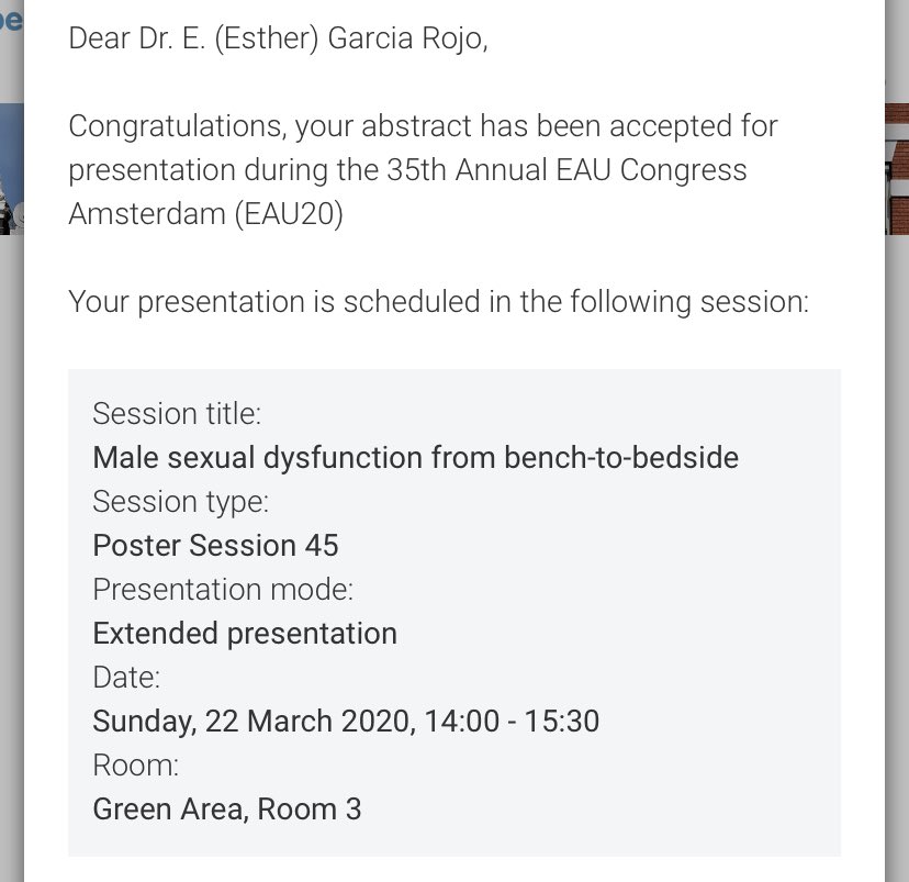 rojo_esther's tweet image. Remembering  #EAU2018 Copenhague and #EAU2019 Barcelona... and now...here we go #EAU2020 Amsterdam! So excited! Looking forward to sharing this experience with my colleagues of @Urologia12.