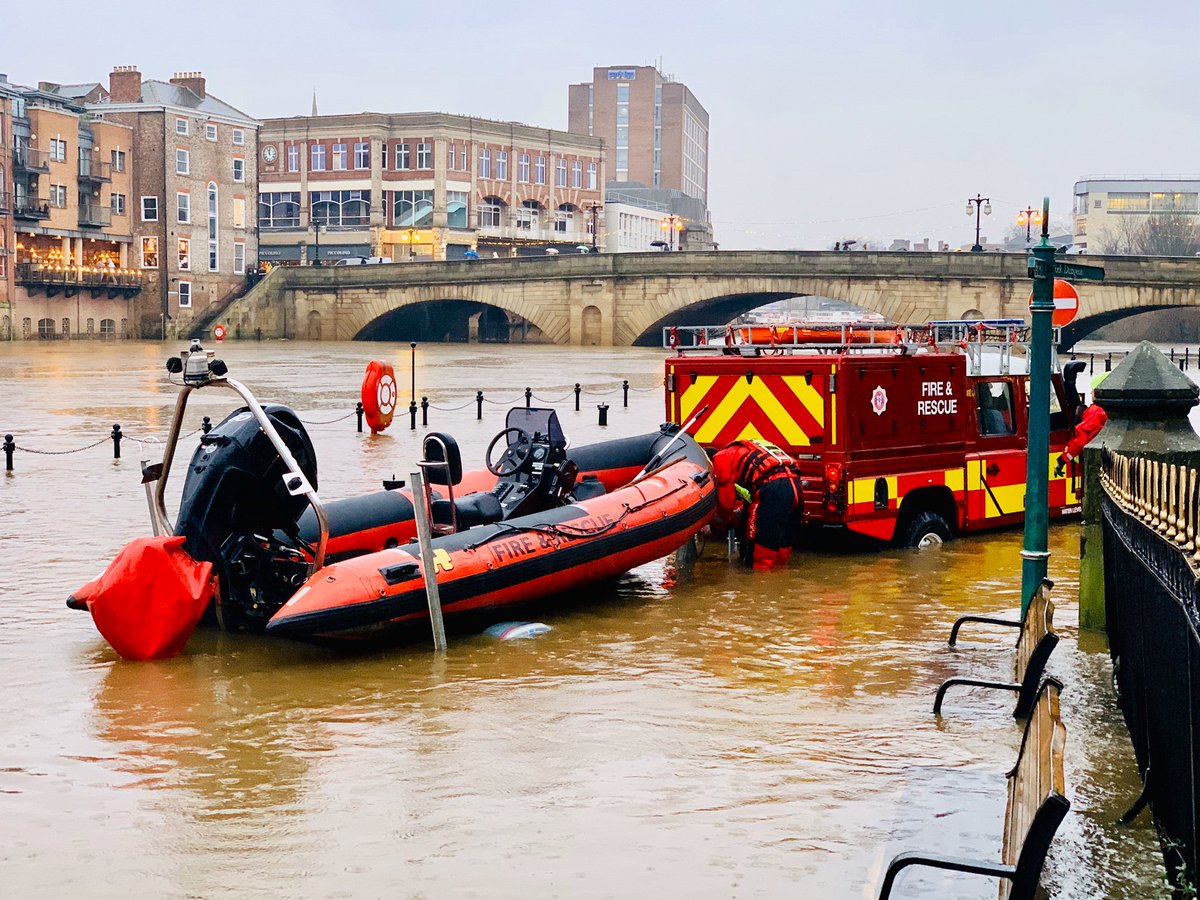 York_NYFRS's tweet photo. York crews have been out checking potential launch sites for their boat whilst the River Ouse is in spate conditions. #BeWaterAware https://t.co/8SJzZDuFRP