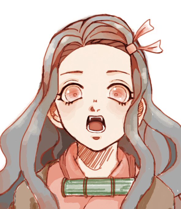 heli@絵垢さんがTwitterに投稿した竈門禰豆子(鬼滅の刃)のイラスト。