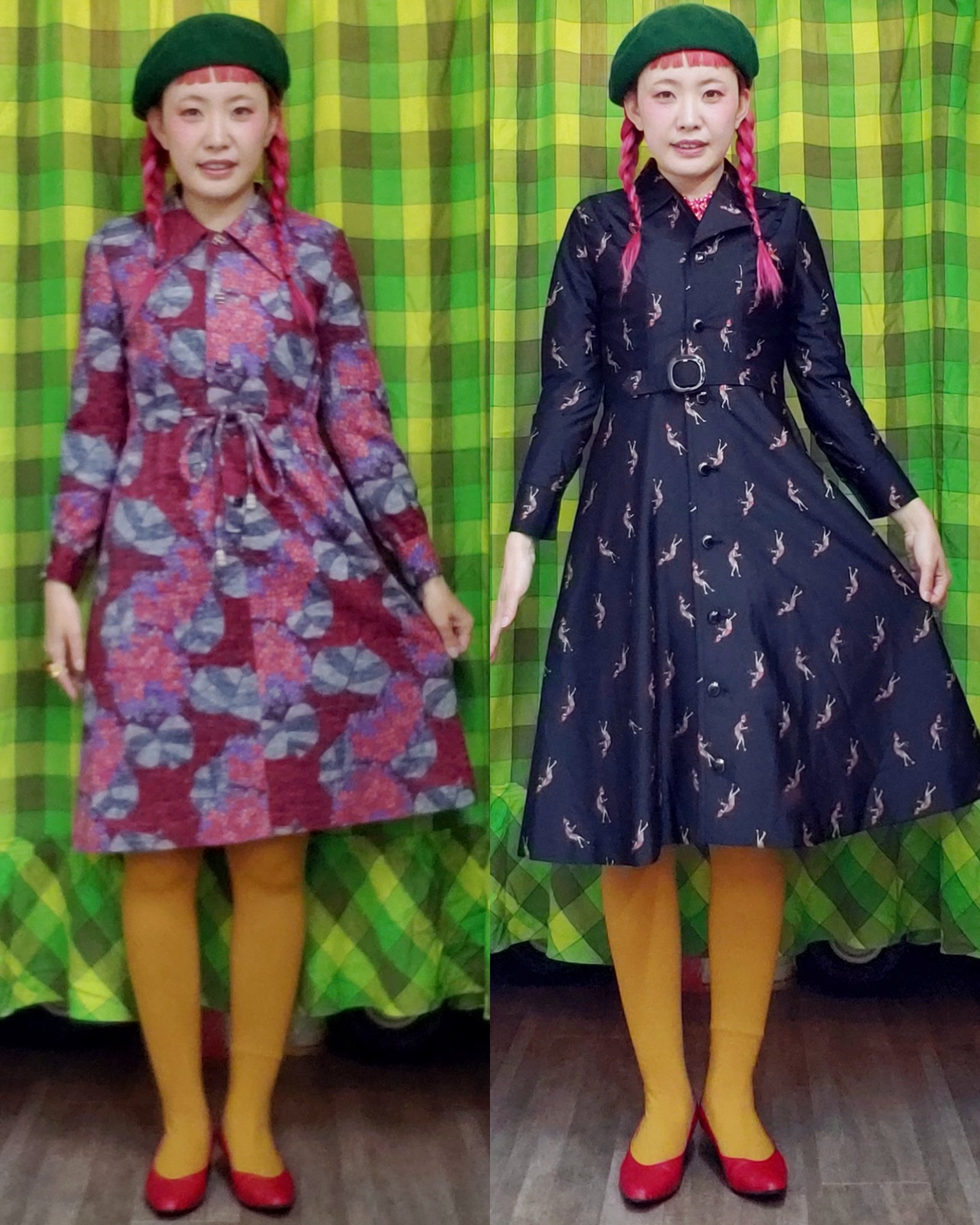 古着屋funnyface 東京都 田端 に移転 レディース 新入荷 寒い日が続きますが タイツやカーディガンで防寒して カワイこちゃんなワンピースでテンションあげましょ 2点ご紹介 サブオーナー 168cm 他私物 古着 レトロ 昭和レトロ