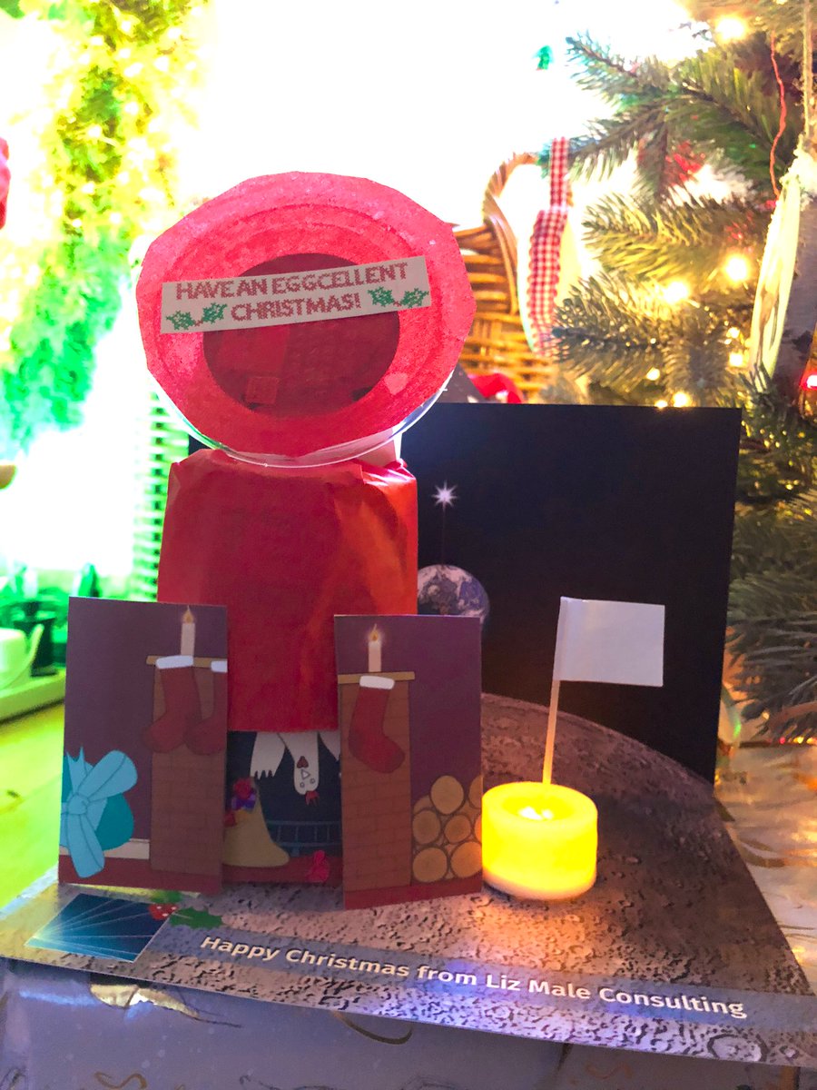 FUSIONspaces's tweet photo. Just before we go free range for Christmas we have risen to the #MMC @tweetsbyLMC challenge and here’s 1 giant leap for chickens! We give you our lunar henhouse 🎄An old custard pot, left over wrapping paper and an old card. https://t.co/dRUGEdX6rk