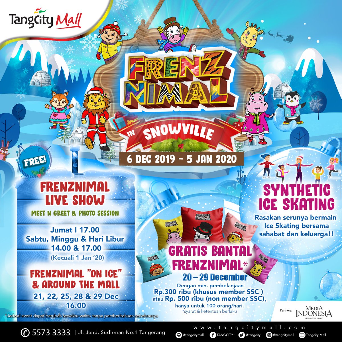 mediaindonesia's tweet photo. Tangcity Mall Sulap Atrium jadi Wahana ‘Synthetic Ice Skating’ dalam Nuansa Natal di Snowville. Periode program: 6 Des 2019 - 5 Jan 2020.
#promo #event #christmas #tangcitymalltangerang #tangcity #mall #natal #MIA19 https://t.co/n5u4Rkchva