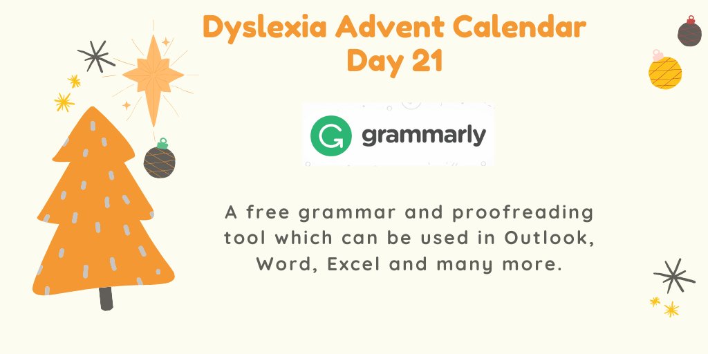 dyslexiauk's tweet image. Dyslexia Advent Calendar Day 21

@Grammarly 

#dyslexiaadventcalendar #dyslexiatips #grammarchecker #proofreading