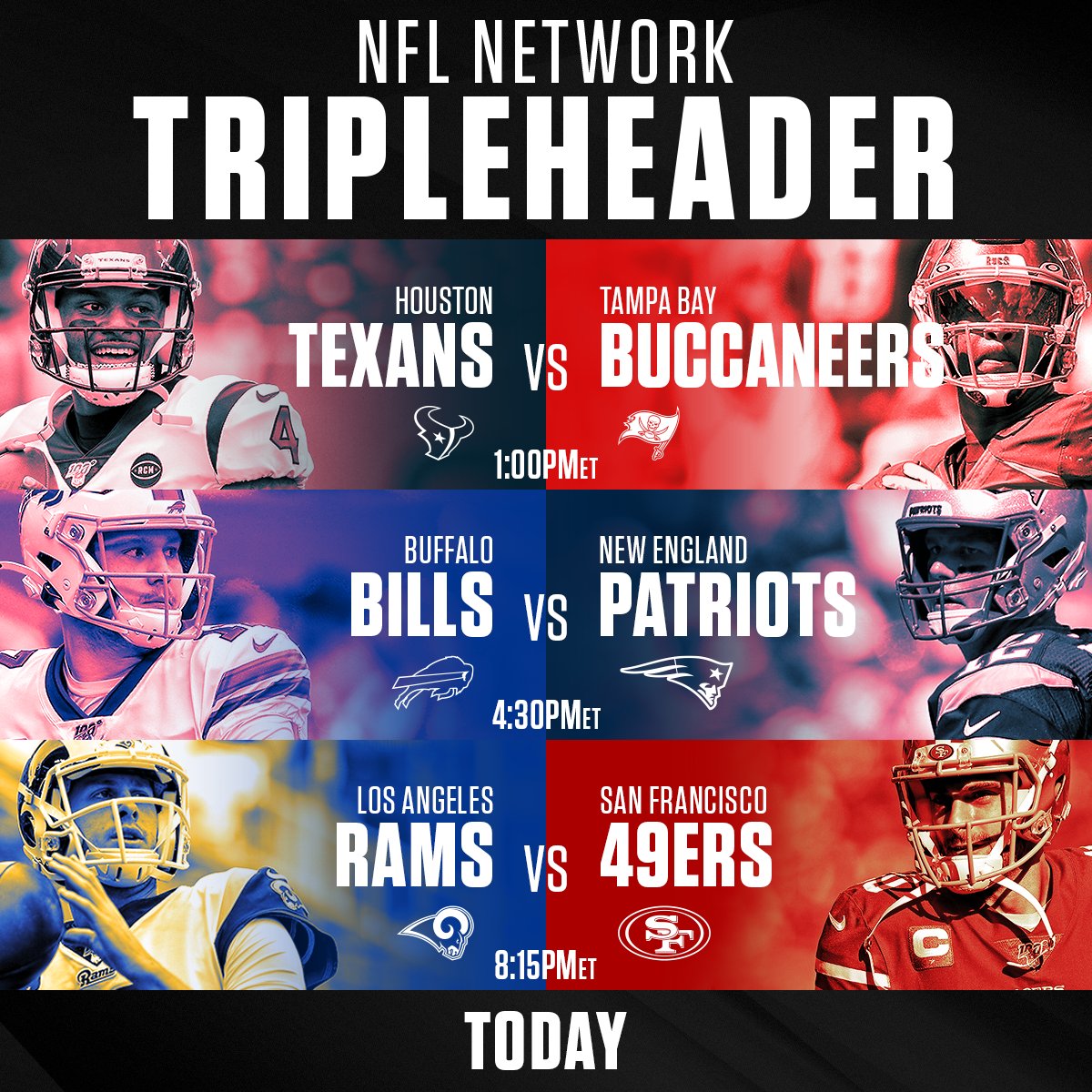 NFL on Twitter "A Saturday tripleheader on 🏈🏈🏈 HOUvsTB