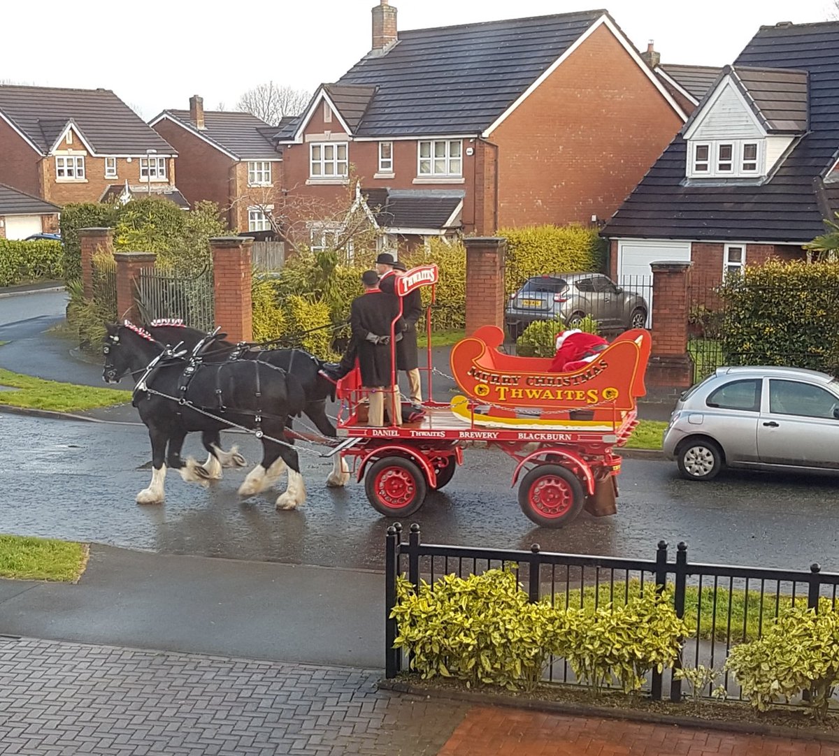 Thwaites helping Father Christmas to plan his route.