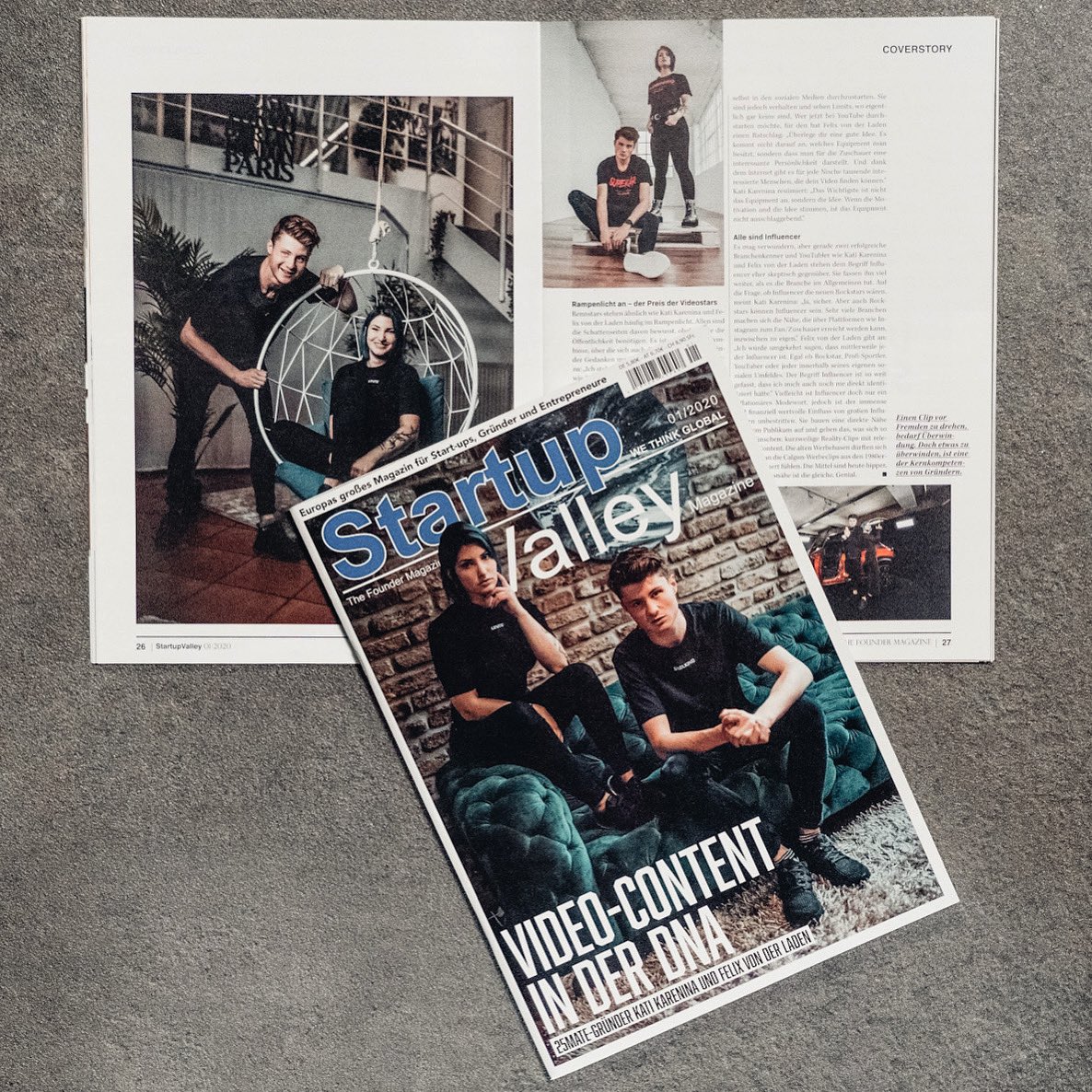 25mate's tweet photo. Coverstory in der neuen Ausgabe von @startup_valley mit @FelixLaden und @KatiKarenina über YouTube, @25mate und ihre Leidenschaft für ihre Arbeit. https://t.co/Vy1ecoerc2