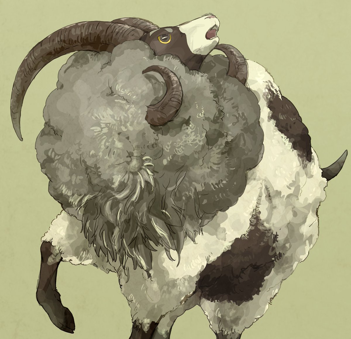 no humans sheep solo horns simple background pokemon (creature) animal focus  illustration images