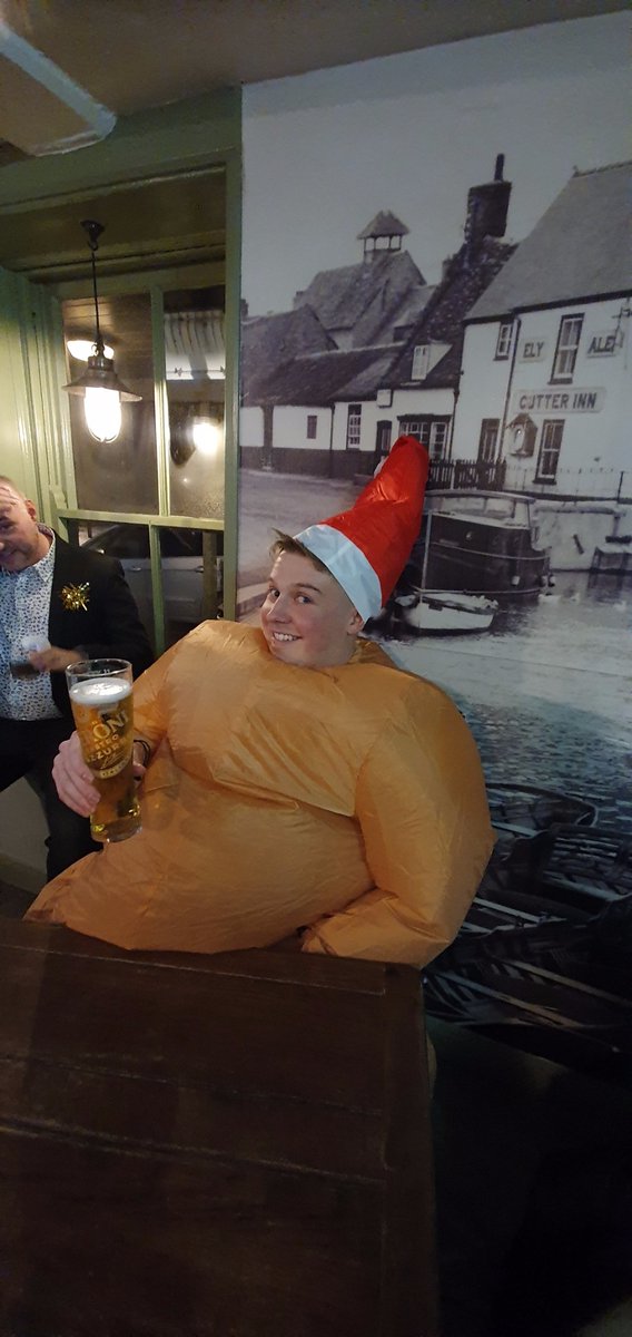 ecambsfenland's tweet photo. Its the office Christmas party tonight. The theme was "festive attire".....well, you cant argue with this! https://t.co/XmBn3cMsSk