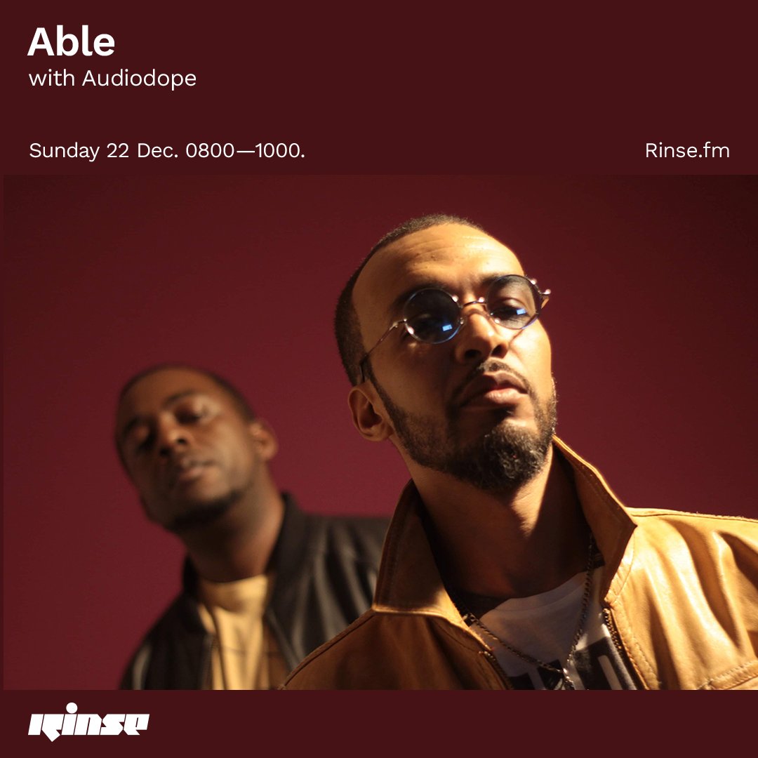 From 8AM it's 
<a href="/ablegimmegroove/">able gimmegroove</a>
with #Audiodope on rinse.fm/player &amp; 106.8FM

#RinseFM