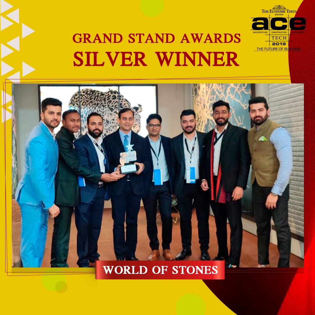 The_AceTech's tweet photo. The best stalls at ACETECH Delhi have been declared. Congratulations to @World_of_Stones on winning the Silver Grand Stand Award.
.
.
.
.
#ACETECH2019 #BuildingTheFuture #RiseWithRanveer #ACETECHDelhi #GrandStandAwards #ACETECHDelhi2019 #Delhi https://t.co/ntBnEfxn1f