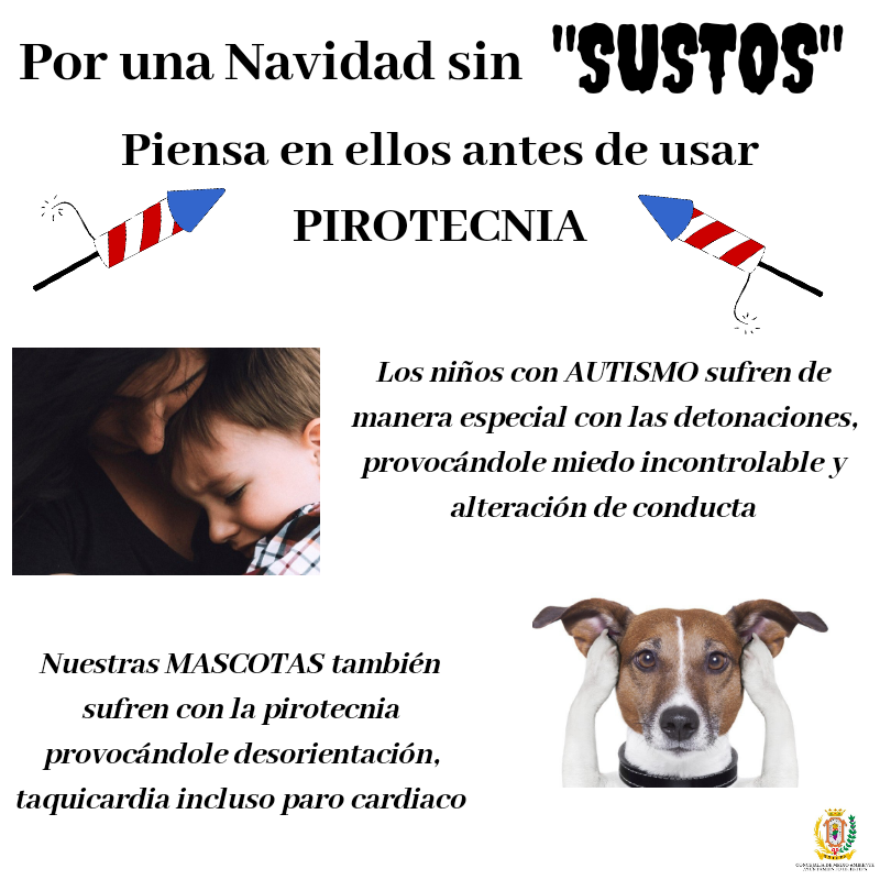 AytodeEstepa's tweet photo. #MedioAmbiente
El uso de la pirotecnia tiene consecuencias para algunas personas más sensibles, como aquellas que sufren autismo o personas mayores. También conocemos el perjuicio que supone para los animales, a los que incluso puede provocar la muerte en algunos casos extremos https://t.co/pU74JDVcPm