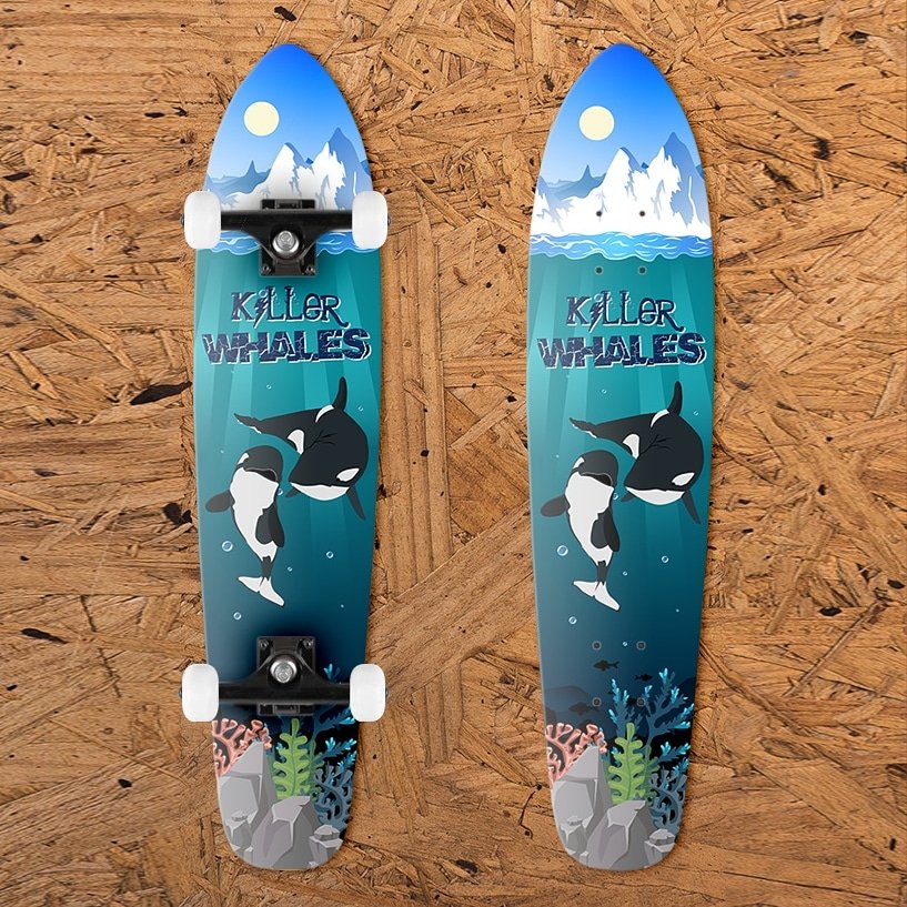 Orca longboard design in vector :) #orca #killerwhale #longboarddesign #skateboarddesign #adobeillustrator