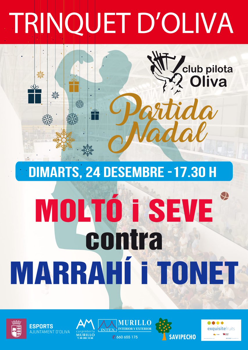Dimarts 24 de desembre de 2019
📍Trinquet d'Oliva
⏰17:30 
#raspallprofessional #oliva