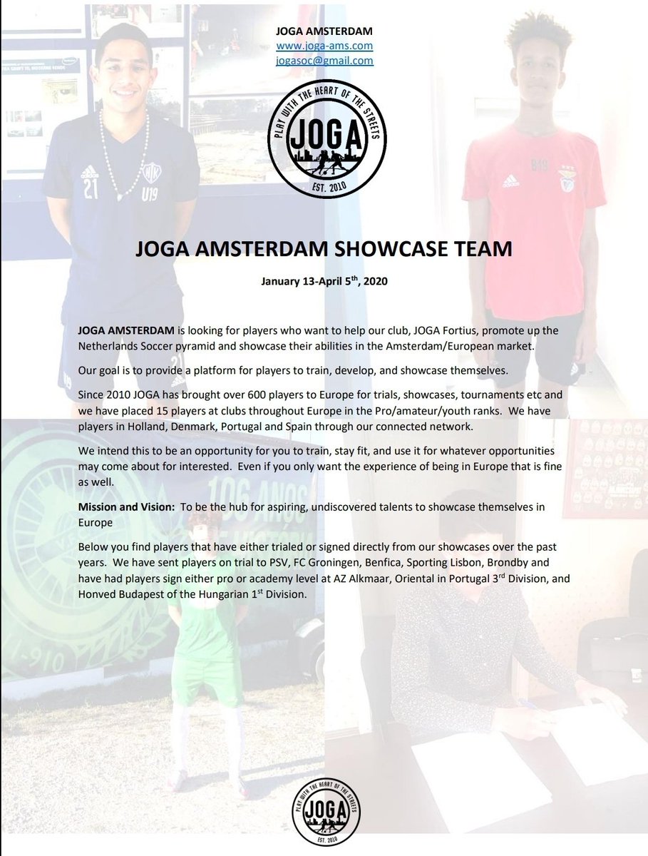 JOGA_SC's tweet photo. Everyone due to the interest we received and having talks with players and agents around the US we will be having #JOGAPRO showcase team from January to April.  

Our vision is to be the hub for US and global undiscovered talents.  We will hold weekly matches and invite scouts.. https://t.co/jpCnssGmic