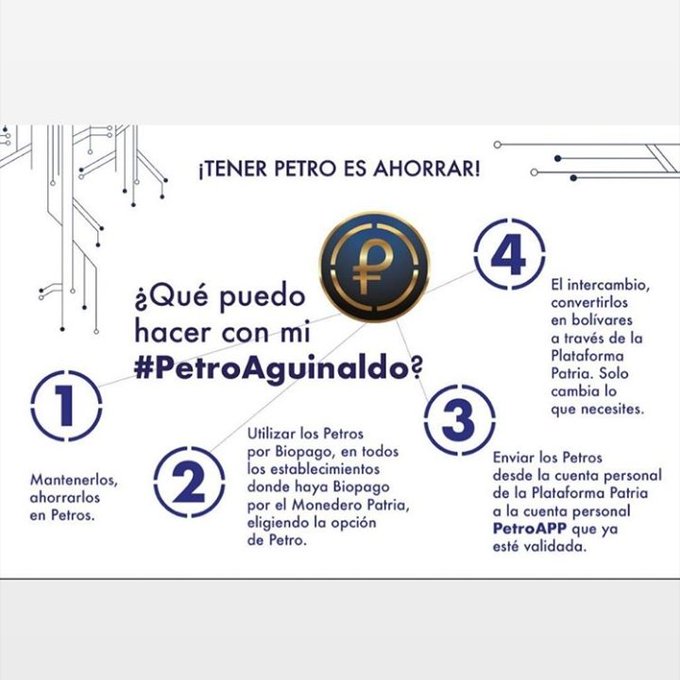 CarnetDLaPatria's tweet image. ¿Que puedo hacer con mi #PetroAguinaldo?
#MonederoPetro 
➡➡➡ ¡Es muy fácil! Sigue estos pasos:

⏬⏬⏬

📲📲📲 #Patria #Petro 
*RECUERDA: ¡TENER PETRO ES AHORRAR!*