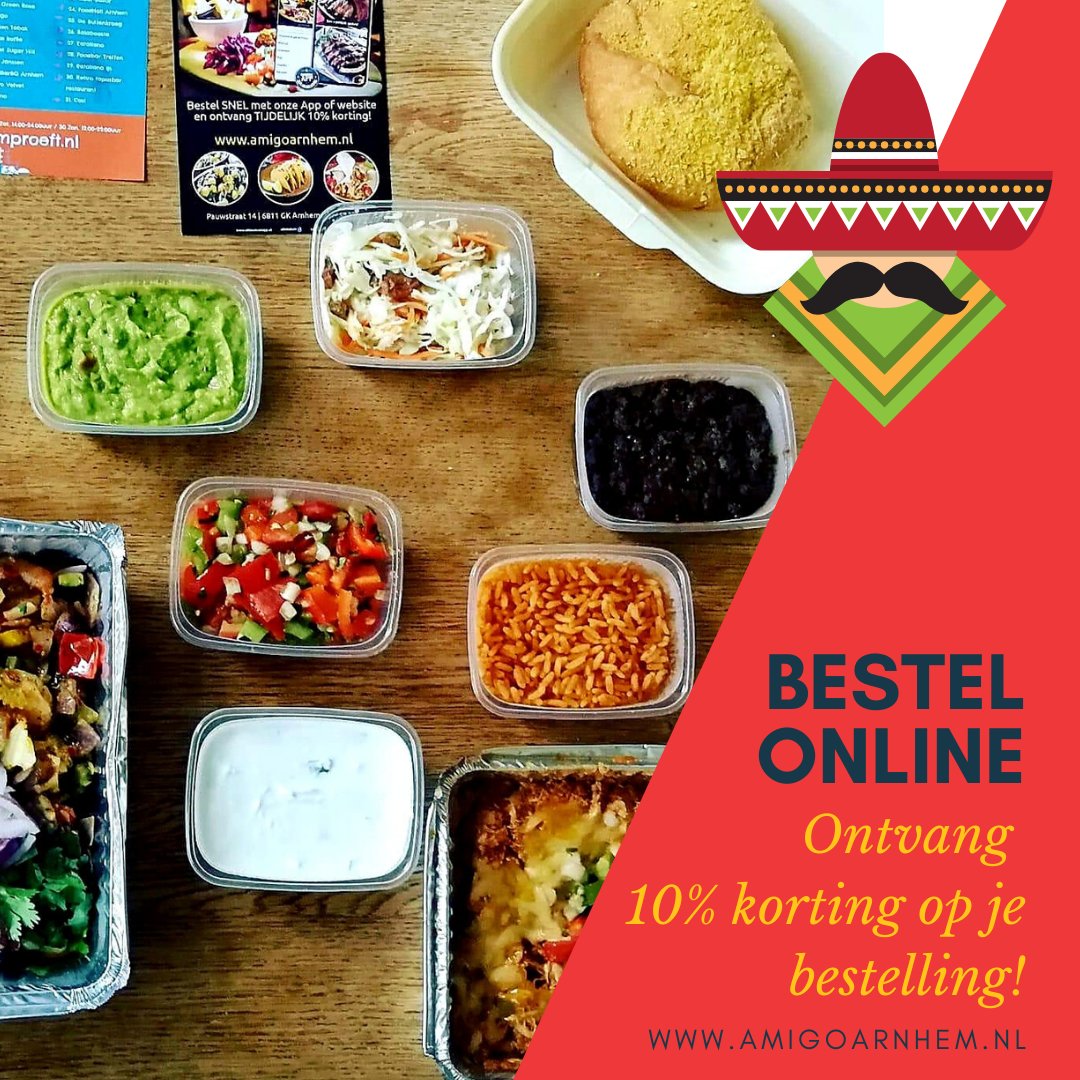 AmigoArnhem's tweet photo. T H U I S B E Z O R G E N
Je favoriete Mexicaanse maaltijd bij je thuis laten bezorgen?! Dat kan! Wij hebben wij nu ook een eigen app. Download de app via AppStore, Google play of op de bestelpagina. Extra 10% korting!
Kijk op: https://t.co/AdQow3EHHL https://t.co/w9dCG7WboT