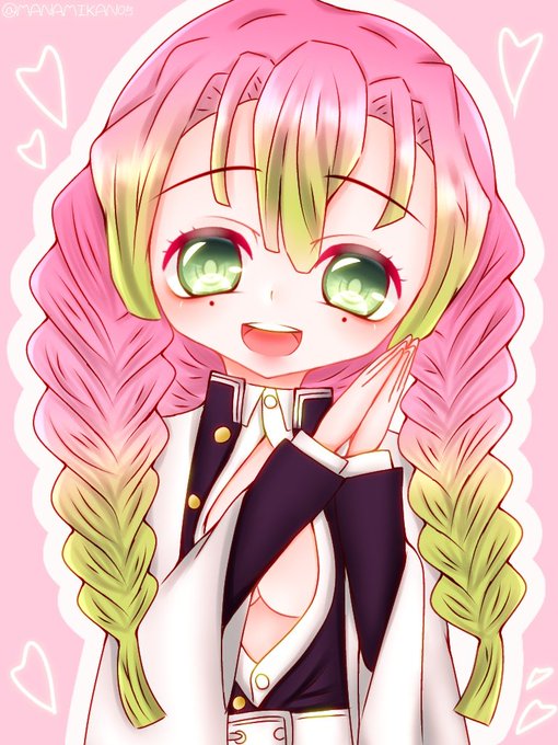 真実ちょこさんがTwitterに投稿した甘露寺蜜璃(鬼滅の刃)のイラスト。