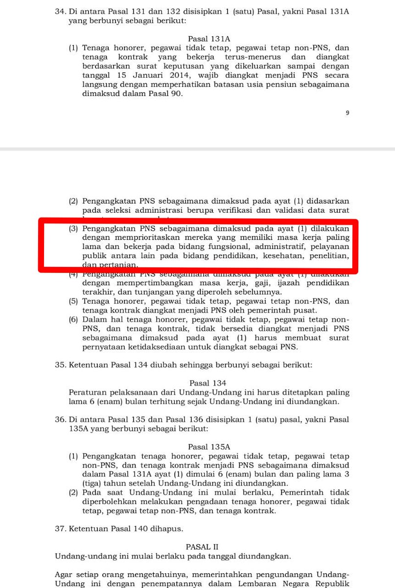 hallo gaes dpt saran dr kawan terkait revisi UU ASN kalo isinya begini setuju gak gaes?
Krn psl 131A itu psl ketentuan peralihan jd gak usah pusing 3 komponen UU, tp msk langsung ke batang tubuhnya, lebih jelas,logis,beda dgn konsep sbelumnya,trlalu teknis yg hrs nya mjd ranah PP