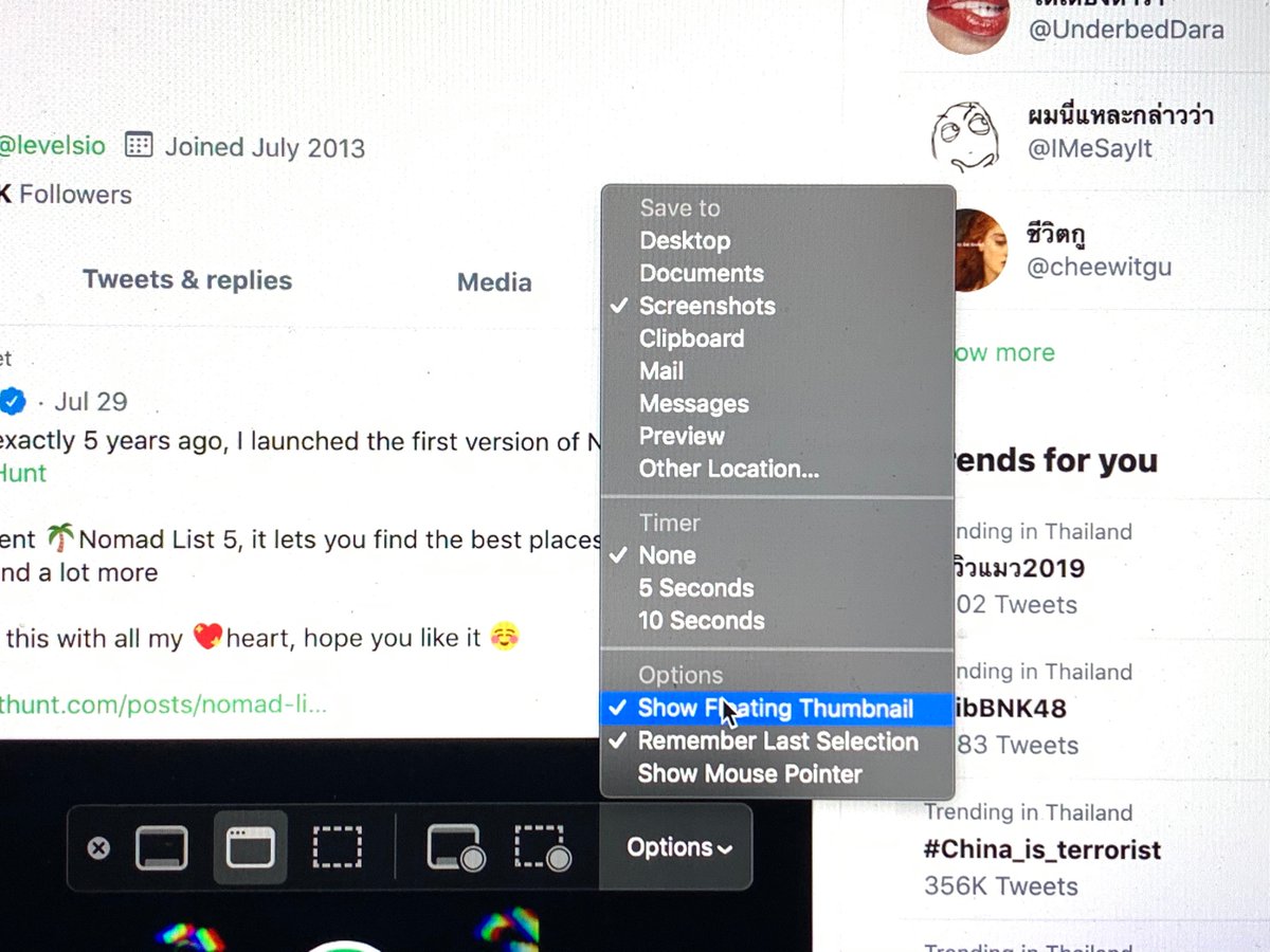 levelsio's tweet image. How to remove the extremely 😤annoying MacOS "5-second before it becomes a file" screenshot delay

1) CMD + SHIFT + 5
2) Click OPTIONS
3) Uncheck "Show Floating Thumbnail"
4) You're welcome