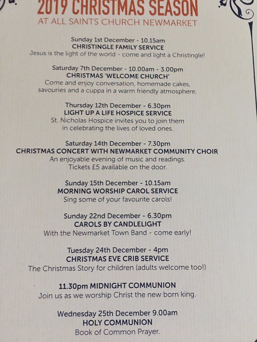 Sunday 21st December 6.30pm carols by candlelight with <a href="/BandNewmarket/">Newmarket Town Band</a> <a href="/AllSaintsNMK/">All Saints Church Newmarket</a> always very popular, arrive early for a good seat 😊
#christmasblessings #lightoftheworld #lovenewmarket #allsaintscornerstone
