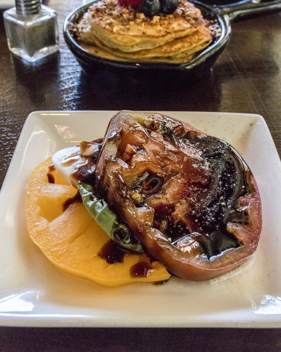 Brunch on the lighter side featuring the Heirloom Tomato Caprese. #lacavelv