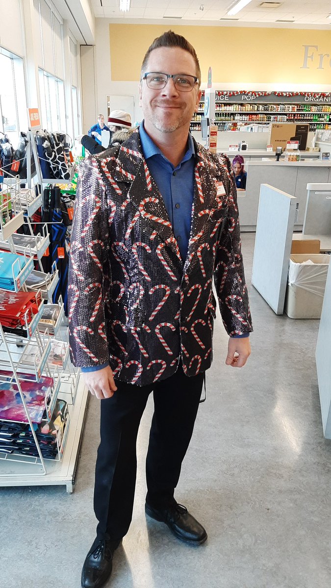 LesPalango's tweet photo. Hey @ShopprsDrugMart, the manager of the location at Centre on Barton in Hamilton Ontario is rocking the Holiday Blazer!! https://t.co/uyf50dafmX