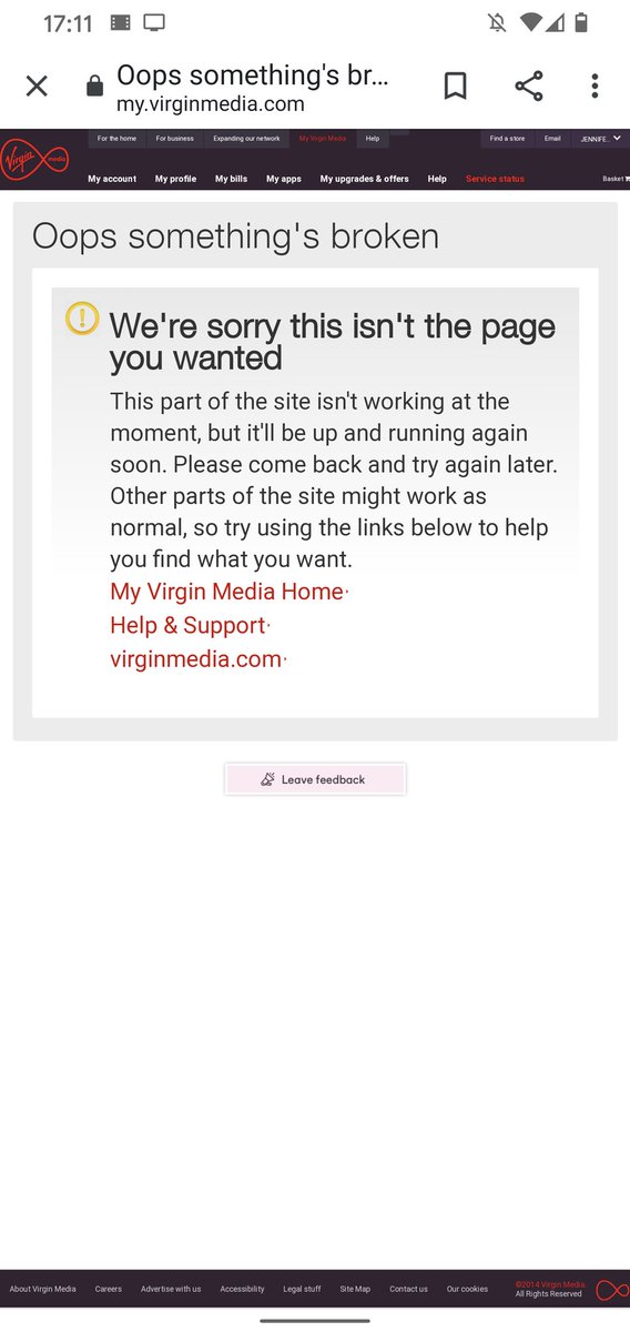JennyFieldgate's tweet photo. Just checking if I'm back online as per most recent estimate, this says it all @virginmedia #virginmediadown #virginmedia #VirginMediaoutage https://t.co/Qdw4mXeKGR