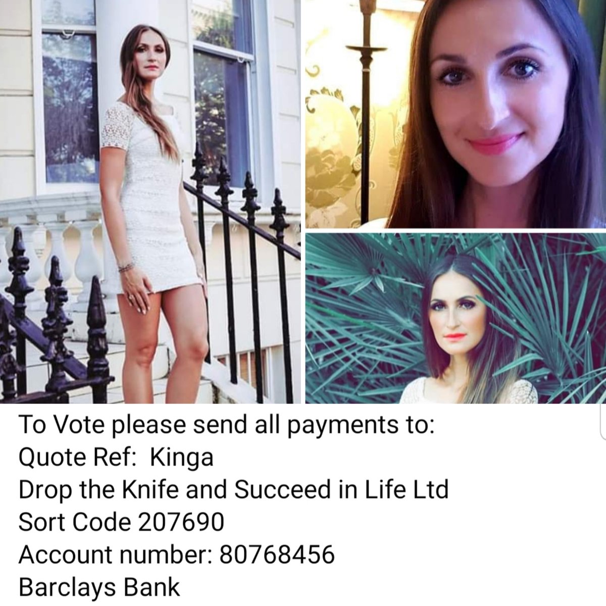 ALL FOR GOOD Cause. 
ALL PROFITS WILL GO TOWARDS REDUCING KNIFE CRIME IN THE UK🇬🇧
Please help me, by voting and donate the money
🍀Deadline 31 Dec 19🍀
🍀Target is 200 votes🍀
💛Every £1 is 1 vote 💛
💖Thank you so much for all support
ukbeautyandbrains.com
🇬🇧@ukbeautyandbrains