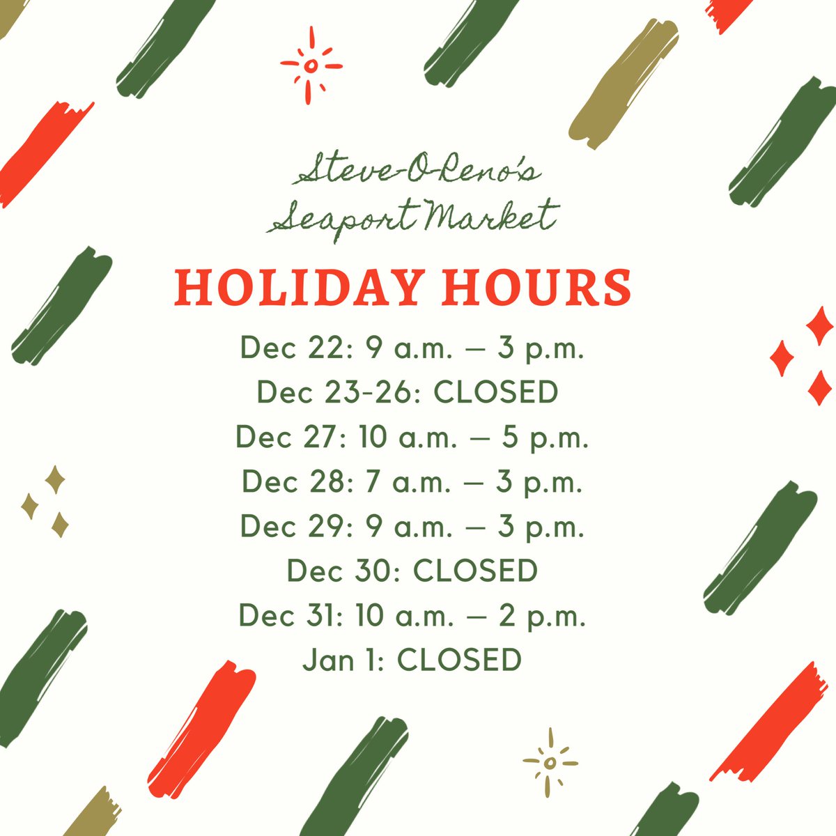 Holiday hours at @HfxSeaportMrkt