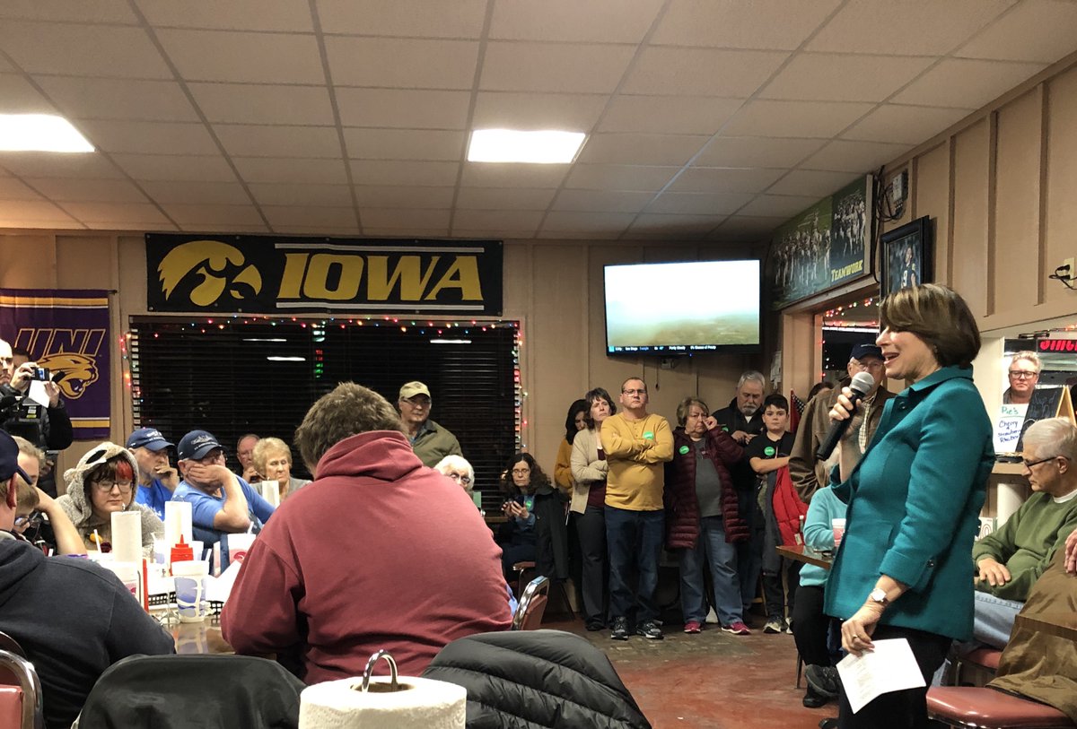 MNDemsVolunteer's tweet photo. Day one of a two-day road trip to see @amyklobuchar in action in Iowa. Friday in Bloomfield and Centerville, Saturday in Lamoni and Creston (where I will have lunch with my brother). I'm so impressed by Amy and by the conscientious Iowa voters. #AmyForIowa #AmyForAmerica https://t.co/nA51GNl9kS