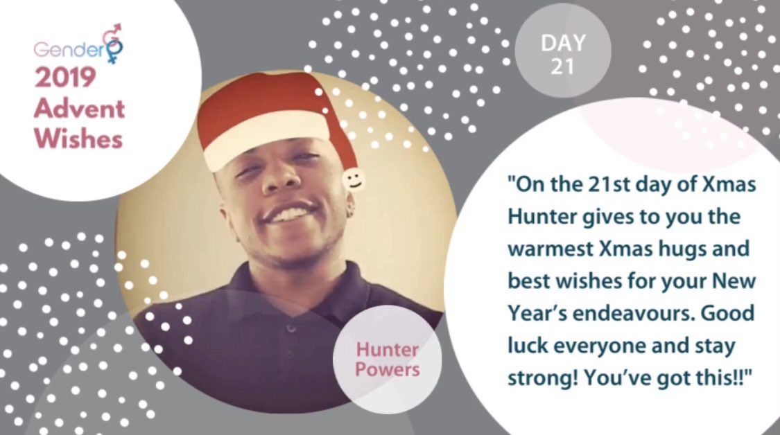 GenderGP's tweet photo. On Day 21 of the GenderGP #AdventWishes Advent Calendar we can reveal Hunter Powers with his wish for the trans community in 2020
#TransInspiration #SaturdayMotivation https://t.co/bnKC4UFaqr