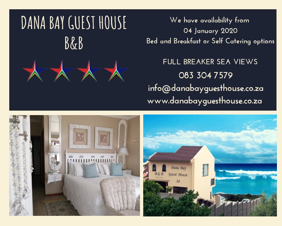 Ronell Dreyer (@ronelldreyer) on Twitter photo It is not too late to book a quick summer #beach #getaway. We still have availability from 04 January!
⬇️⬇️⬇️
083 304 7579
info@danabayguesthouse.co.za
danabayguesthouse.co.za
#mosselbay #gardenroutefeeling #beachvacation #VisitMosselBay #StayInDanaBay #4starguesthouse #bnb It is not too late to book a quick summer #beach #getaway. We still have availability from 04 January!
⬇️⬇️⬇️
083 304 7579
info@danabayguesthouse.co.za
danabayguesthouse.co.za
#mosselbay #gardenroutefeeling #beachvacation #VisitMosselBay #StayInDanaBay #4starguesthouse #bnb