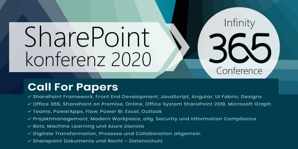 HansBrender's tweet image. Infinity365? Die SharePoint Konferenz, nur größer. Im Juni 2020. In Wien. Ich spreche da. Und Du? #SPKonfAT bit.ly/2Q1PeJA