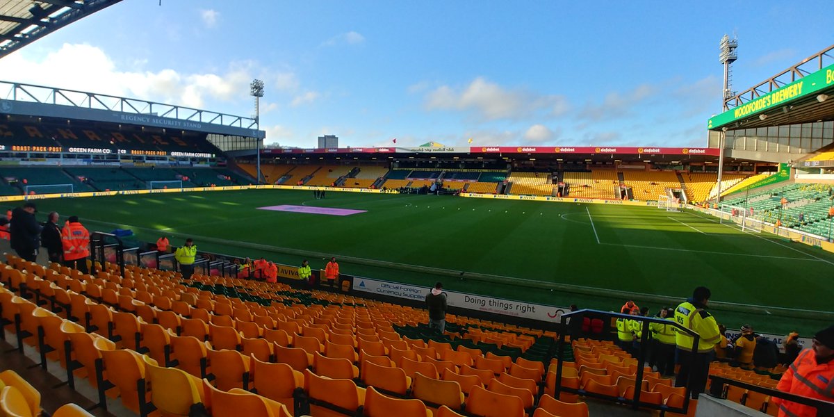 Good afternoon from a sunny Carrow rd here's the view from my seat today - #Wolves