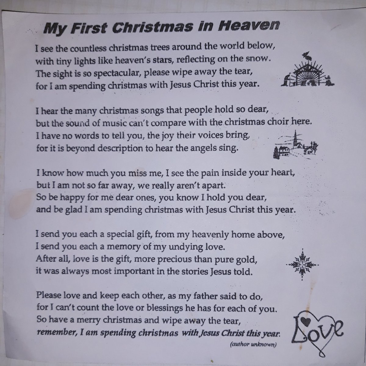 Please feel free to pass this poem on to anyone who may have lost someone since last Christmas....xx for My First Christmas In Heaven Poem Free Printable