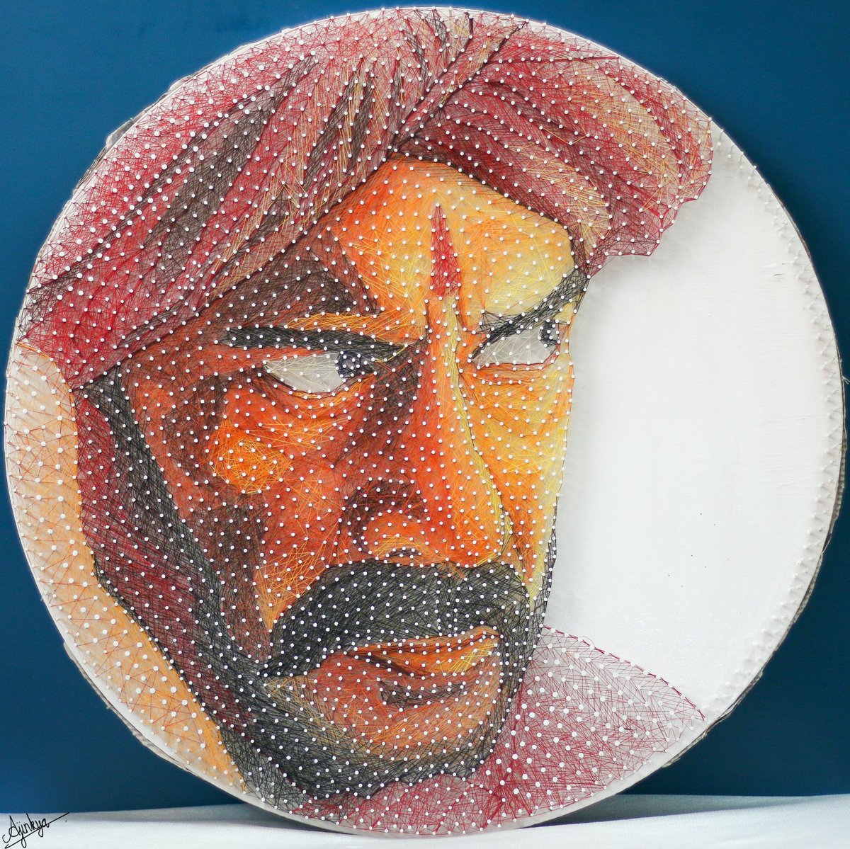 ajinkyasahane11's tweet photo. Nail and Thread Portrait of upcoming movie "Tanhaji: The unsung warrior" (@ajaydevgn)🎨 !!!
Thousands of Nails, Metres of Thread and hard work of months and finally the portrait is done. 😇
#DevgnOn100
@TeamAjayDevgn @ajaydevgn @itsKajolD  @TanhajiFilm 
#TanhajiTheUnsungWarrior https://t.co/w8a1Ho603E