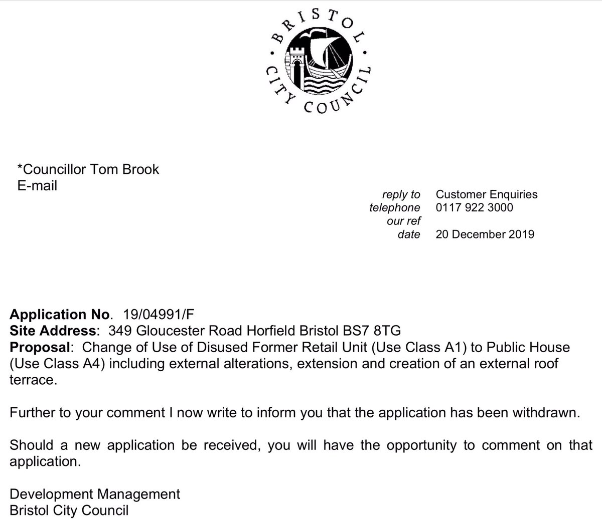 TomMcKB's tweet photo. I understand that the Wetherspoons application on Gloucester Rd has been withdrawn. I don’t know why but hopefully it is to improve the proposals to iron out the remaining issues.
#Bishopston #AshleyDown #GloucesterRd https://t.co/Xx5HocFPUq
