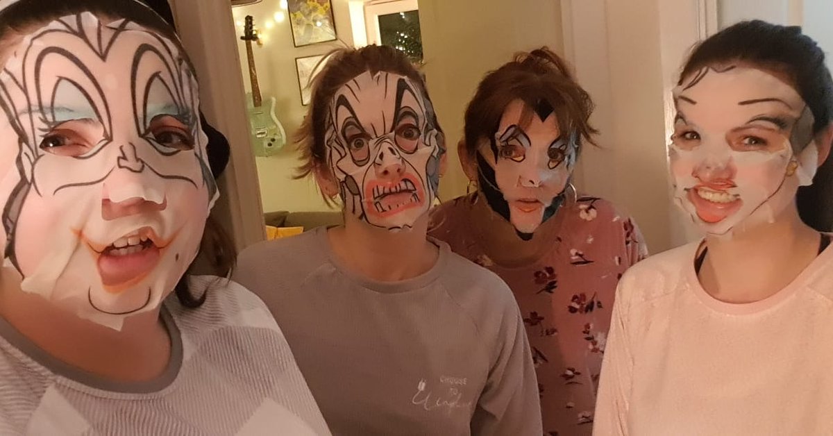 Bit of a laugh with my lovely girls trying #disneyfacemask. Aren't we just gorgeous? #GuessTheCharacter