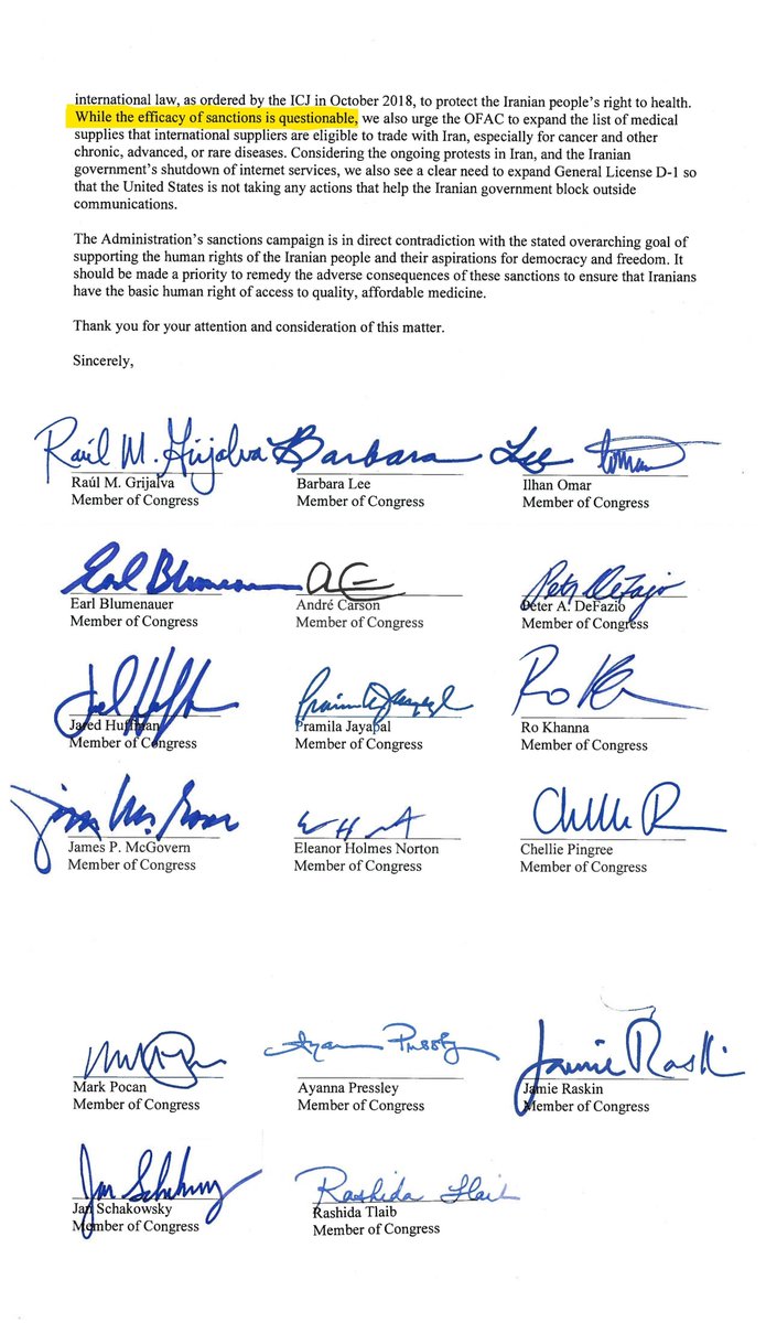 5)NIAC uses its foothold in Congress to issue such letters by  @Ilhan,  @RepBarbaraLee &  @RepRaulGrijalva that was probably drafted by Iran's mullahs. They're objecting to "the designation of Iran's Central Bank under terror authorities."