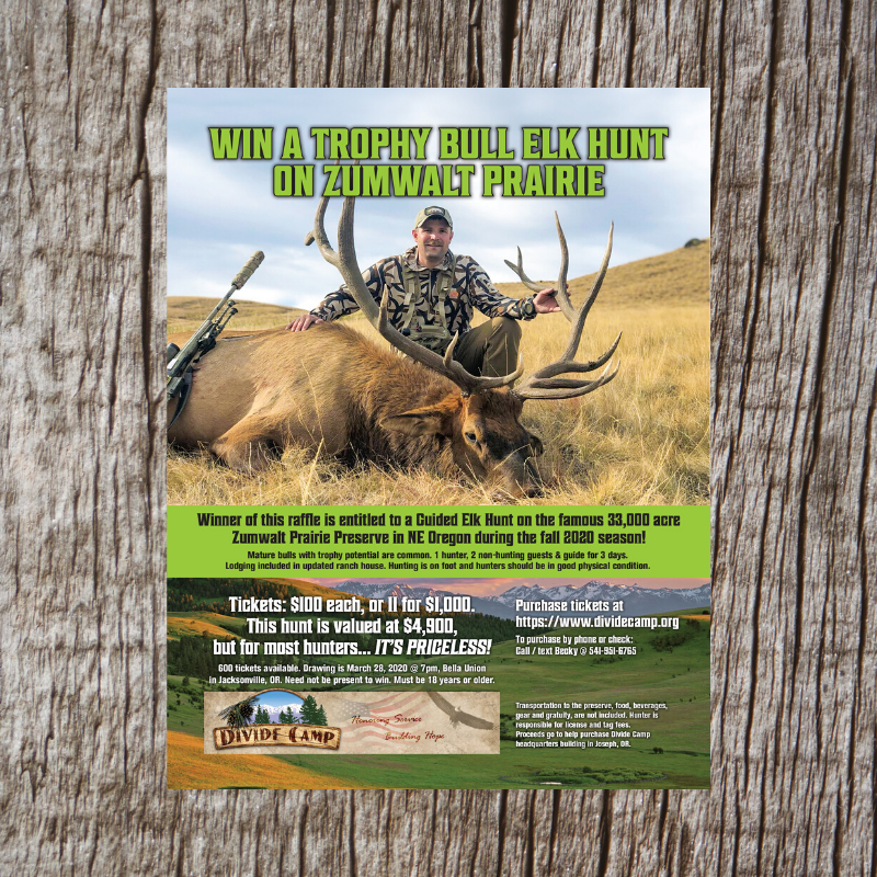 DivideCamp's tweet photo. Win a trophy bull elk hunt on the Zumwalt Prairie! #elk #hunting #veterans https://t.co/a95QUQXu0T