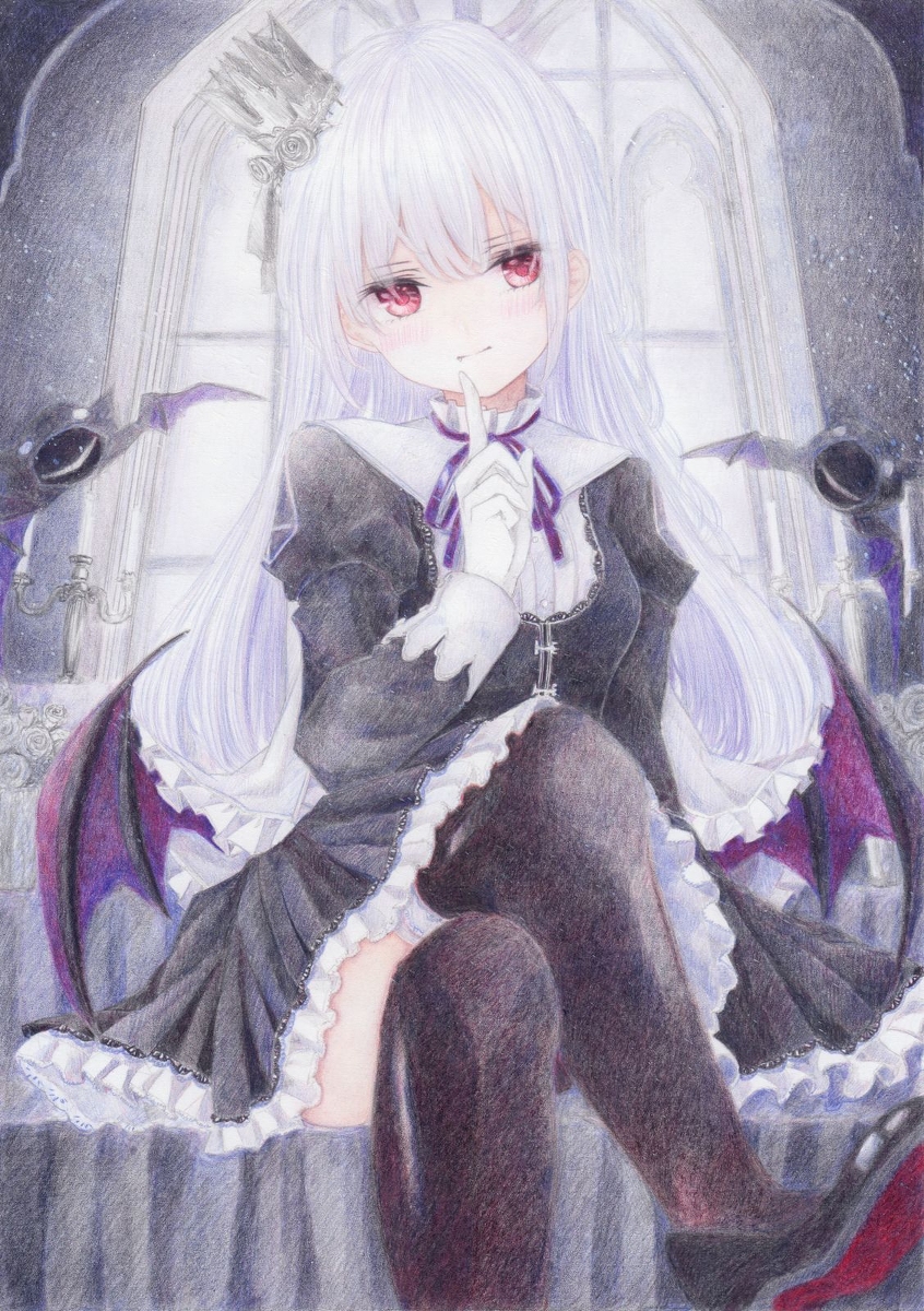 「吸血姫 #オリジナル #アナログ #色鉛筆 https://t.co/aEhZu」|くろいうさぎのイラスト